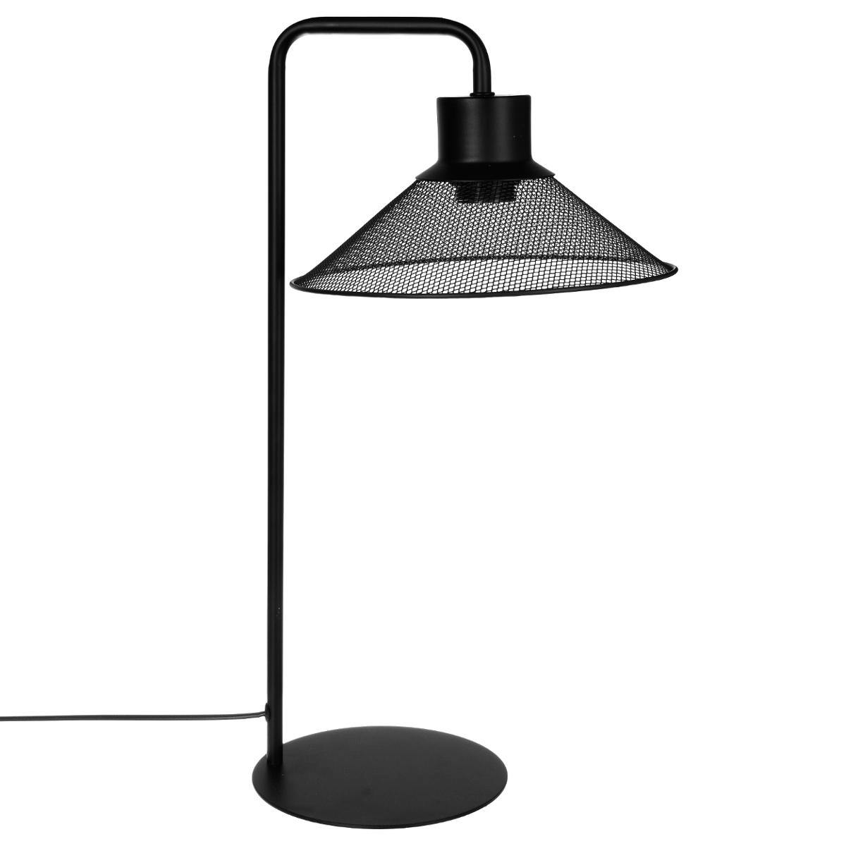 Lampe métal noir abat-jour façon grille 25x25xH52cm