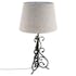 Lampe métal noir arabesque et abat-jour coton chiné couleur écru D40xH74cm