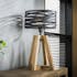Lampe moderne effet ruban pieds bois naturel RALF