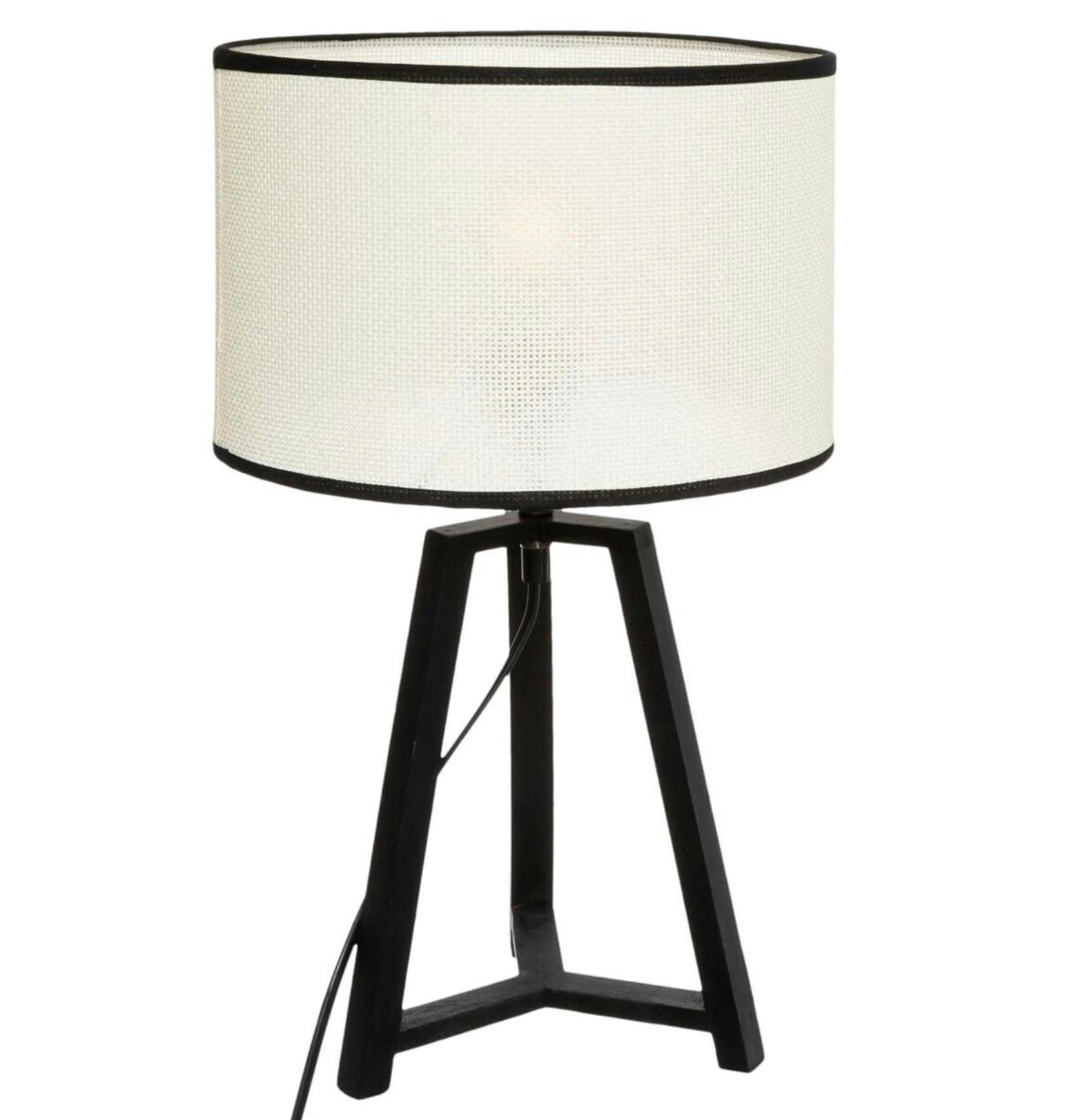 Lampe moderne trépied noir et ivoire