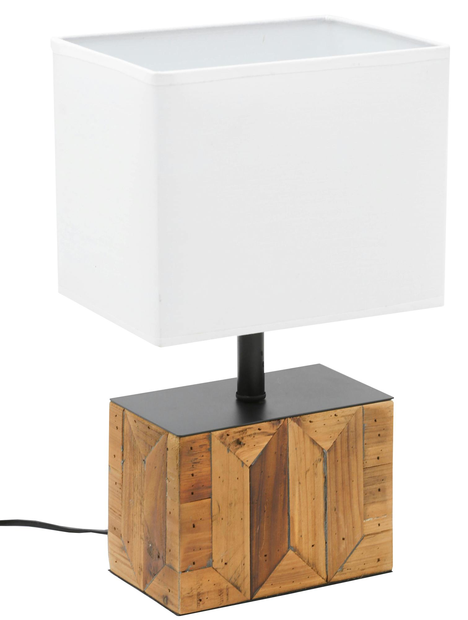 Lampe pied bois façon marqueterie 39 cm