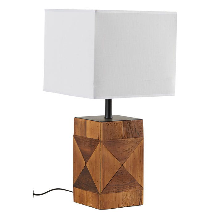 Lampe pied bois façon marqueterie 51 cm