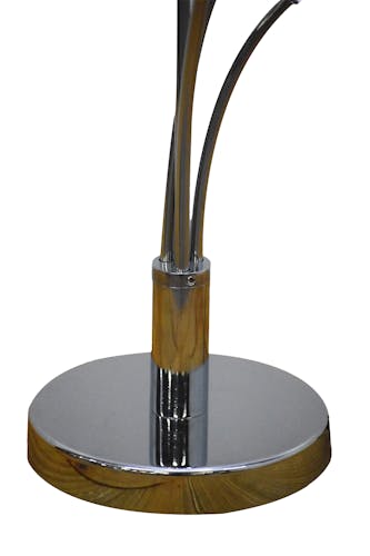Lampe pied métal chromé  et abat-jour 4 boules verre et métal chromé tressé D32xH45cm