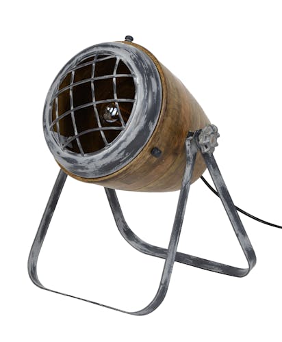 Lampe projecteur métal vieilli bois orientable LUCKNOW