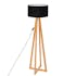 Lampe sur pied bois abat-jour noir H 141 cm