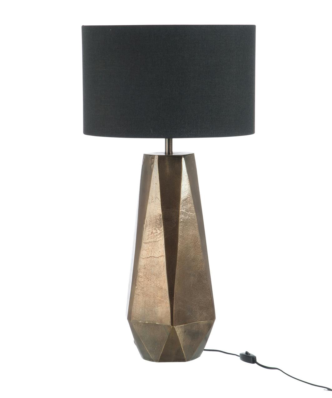 Lampe sur pied en alu teintes or, abat-jour gris D21 H53cm