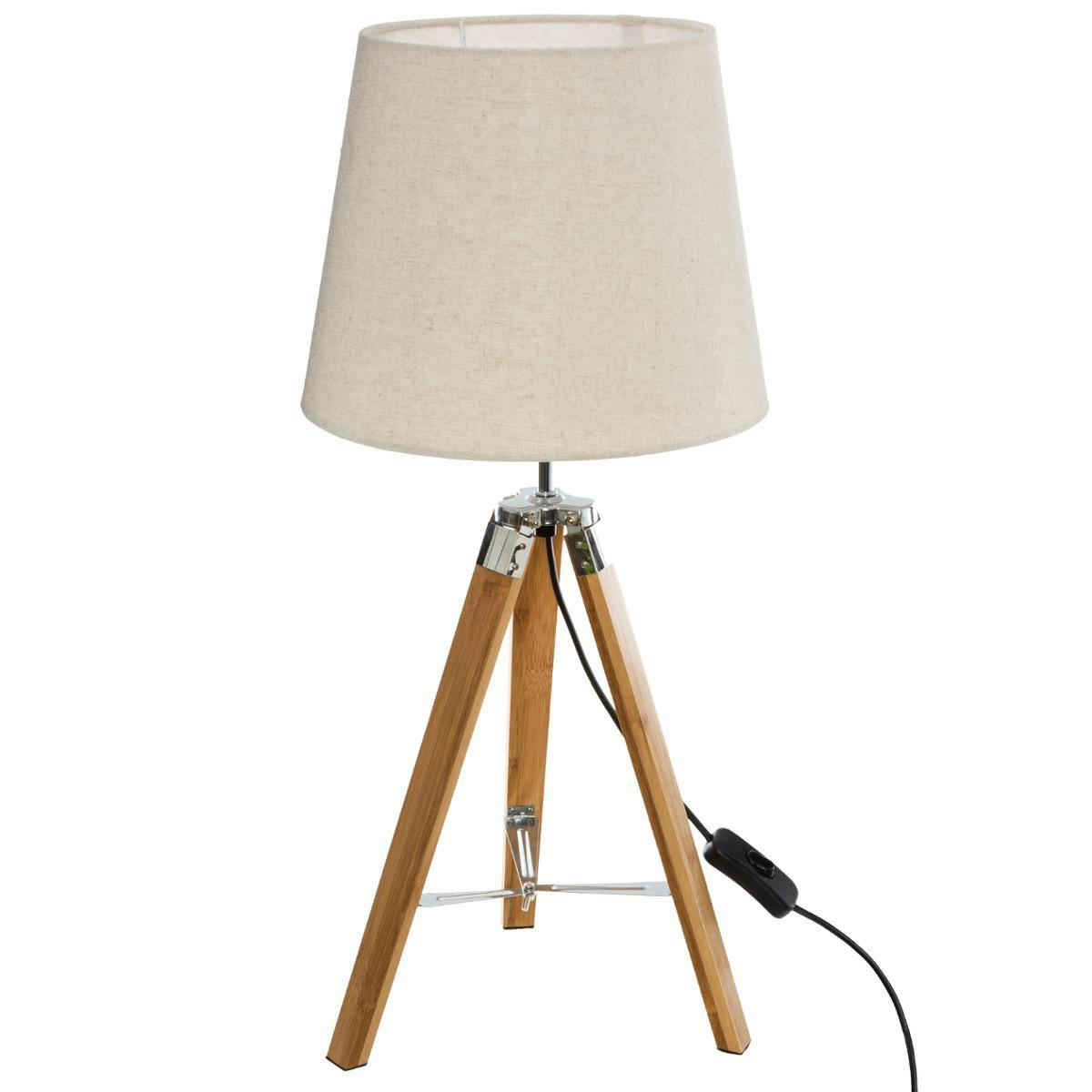 Lampe trépied abat-jour ivoire H58cm