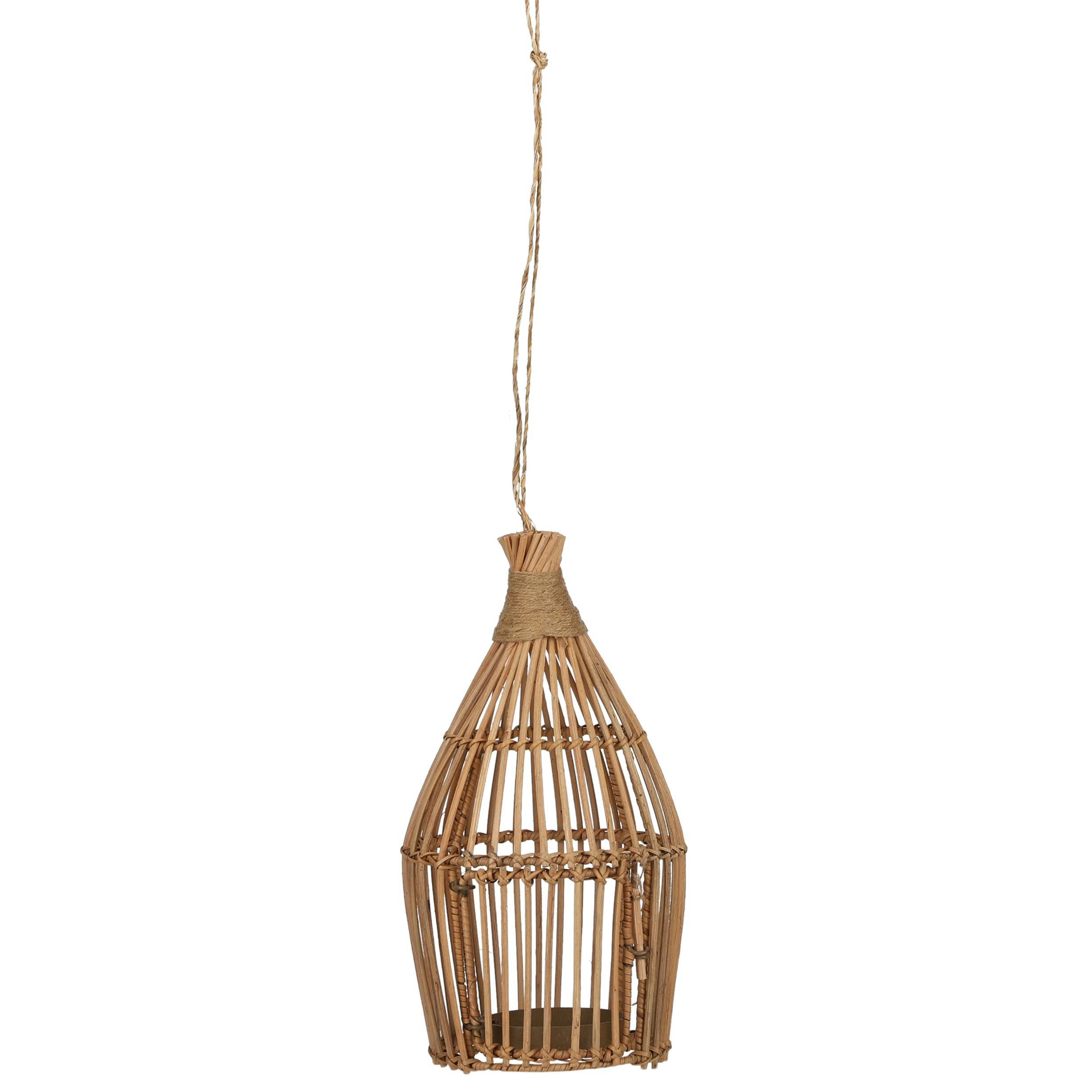 Lanterne à suspendre rattan naturel H 35 cm