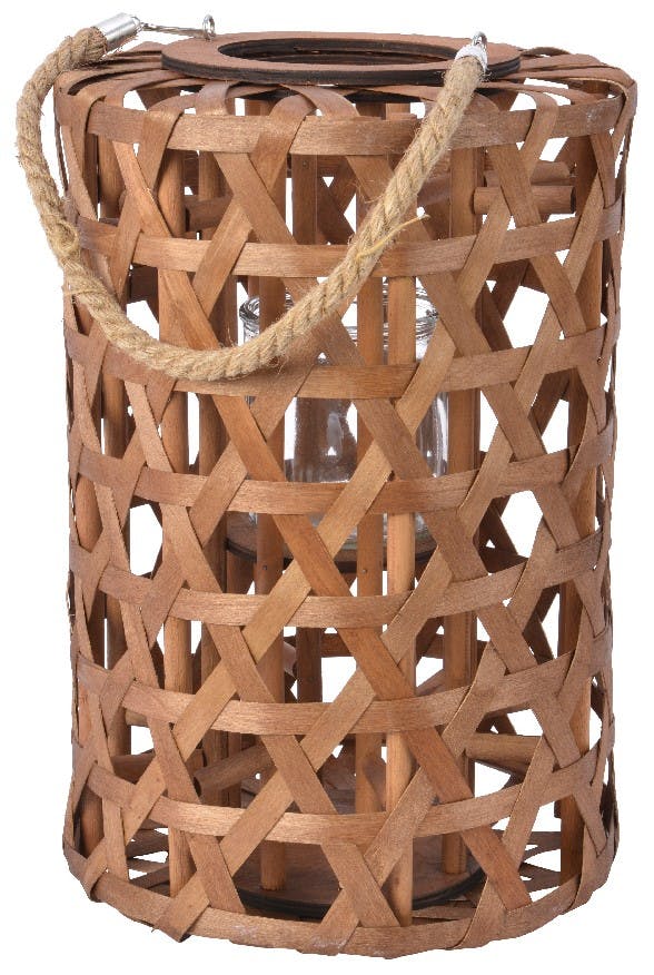 Lanterne ajourée en bois peuplier 38 cm