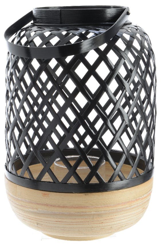 Lanterne bambou noir avec anse H30cm
