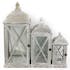 Lanterne bois et métal grisés motifs ajourés style marocain 53x22x22cm