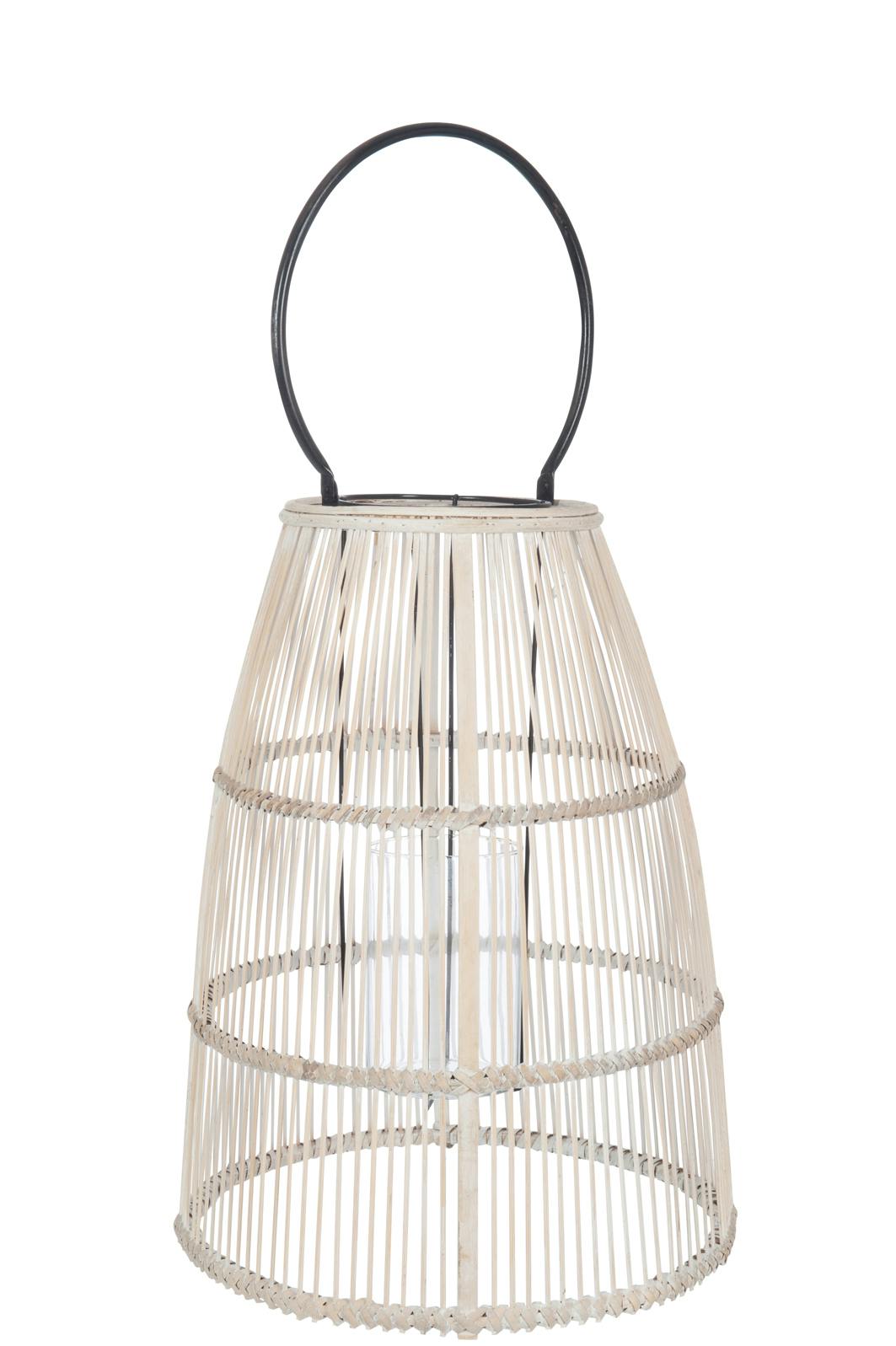 Lanterne cage en bambou naturel lavé, 32x32x42cm