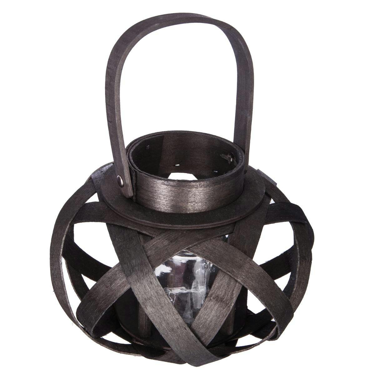 Lanterne cèdre tressé bois noir