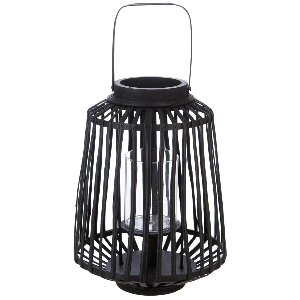 Lanterne déco rotin noir réf. 30022106