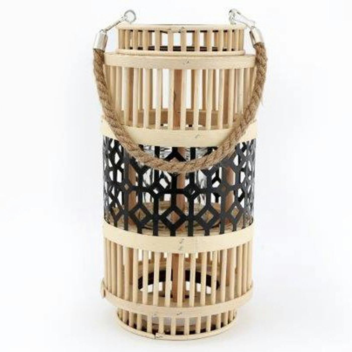Lanterne en bambou avec découpes noires 39 cm