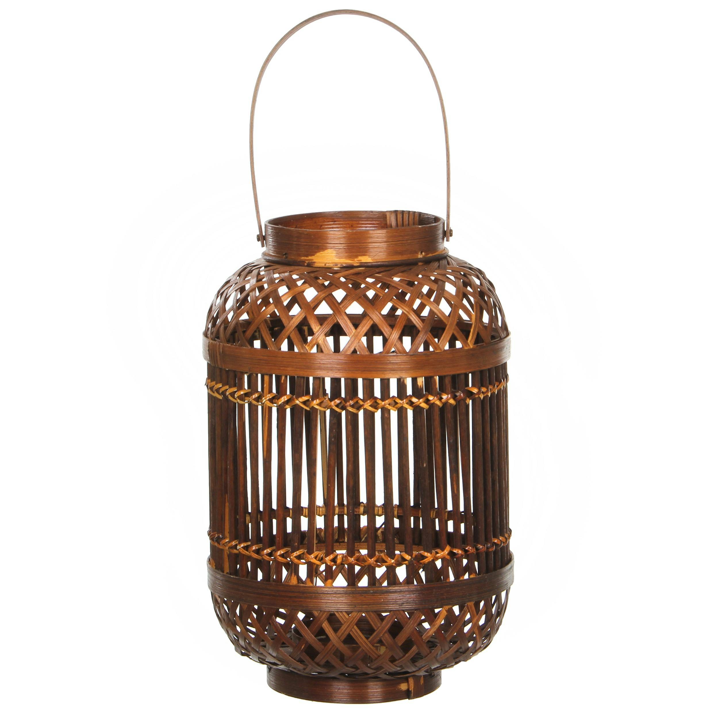 Lanterne en bambou marron doré H 30 cm