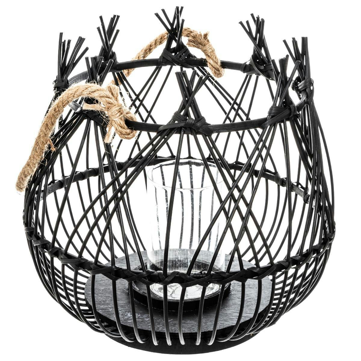 Lanterne en bambou noir filaire 31 cm