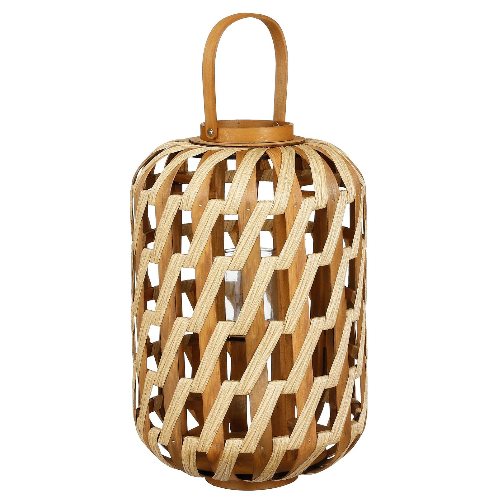 Lanterne en bois effet maille H 49 cm