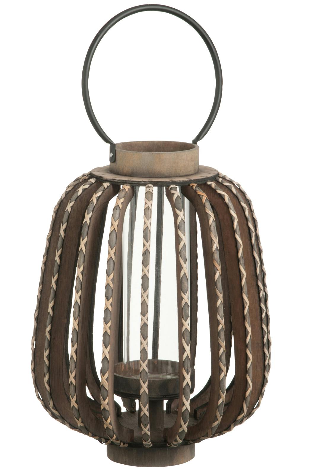 Lanterne en bois noir tressage  ref.30022955