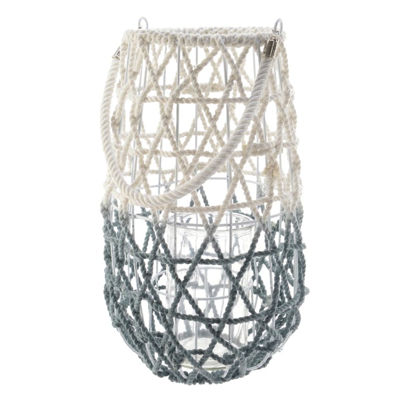 Lanterne en coton avec anses et verre à l'intérieur D22xH36cm