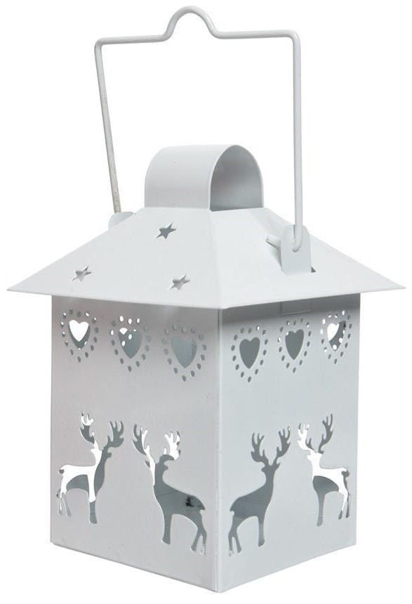Lanterne en métal ajouré blanc décor Rennes H15cm