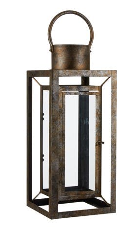 Lanterne en métal doré aspect viellit 22x22x53cm