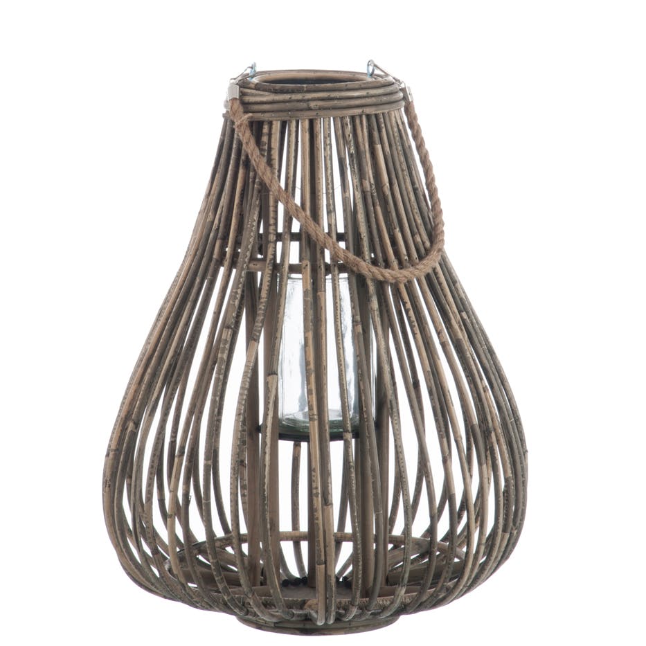 Lanterne en rotin naturel, forme poire - H53cm