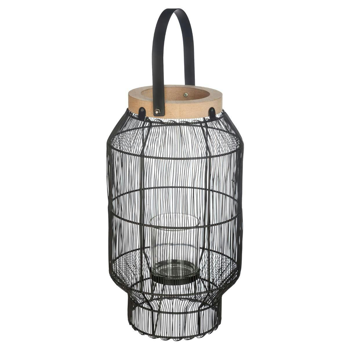 Lanterne filaire en métal noir 31,5 cm