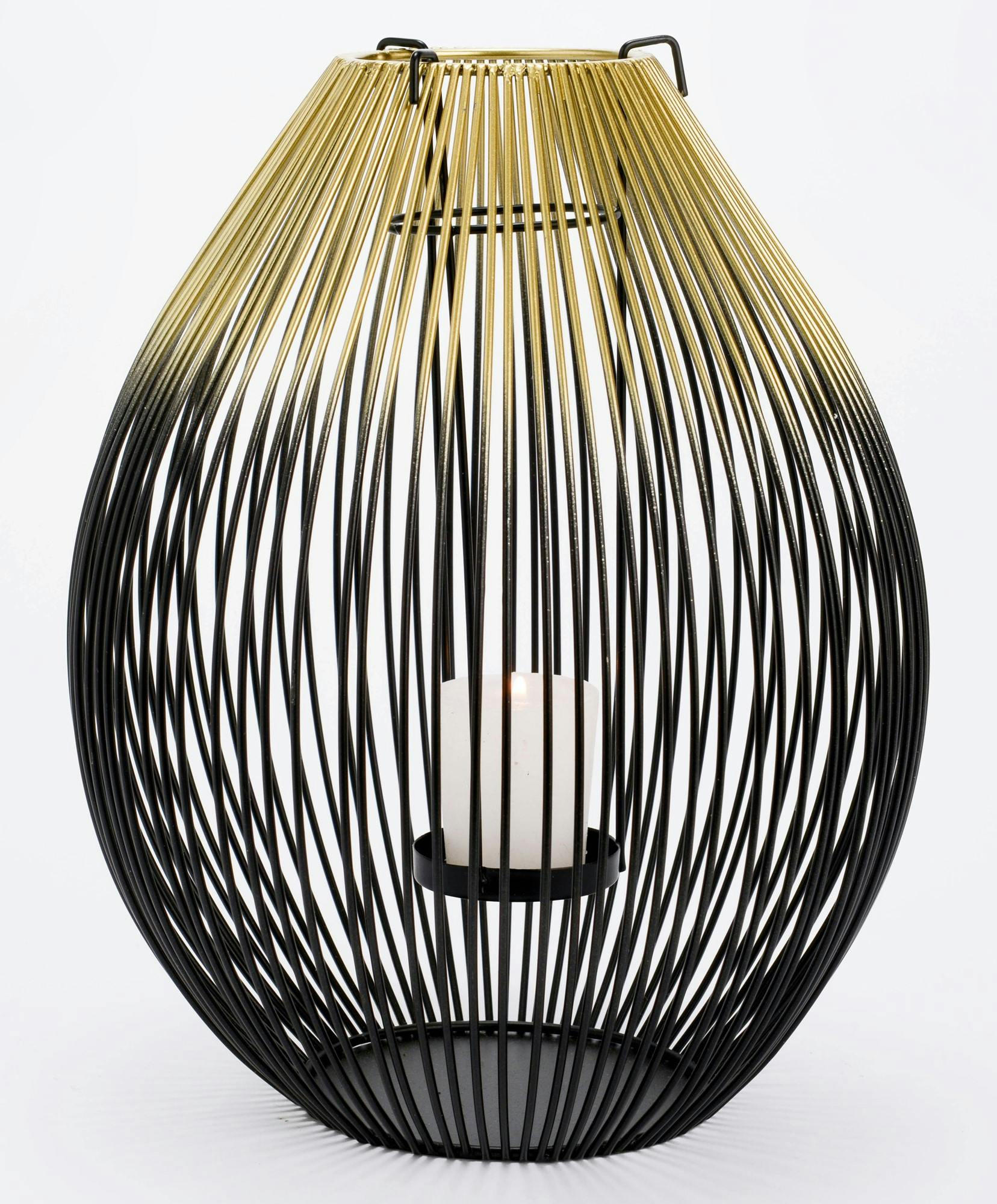 Lanterne filaire obus métal noir et doré 27 cm
