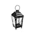 Lanterne forme trapèze en métal et fil métal noir et verre à suspendre par crochet 22x22xH50cm