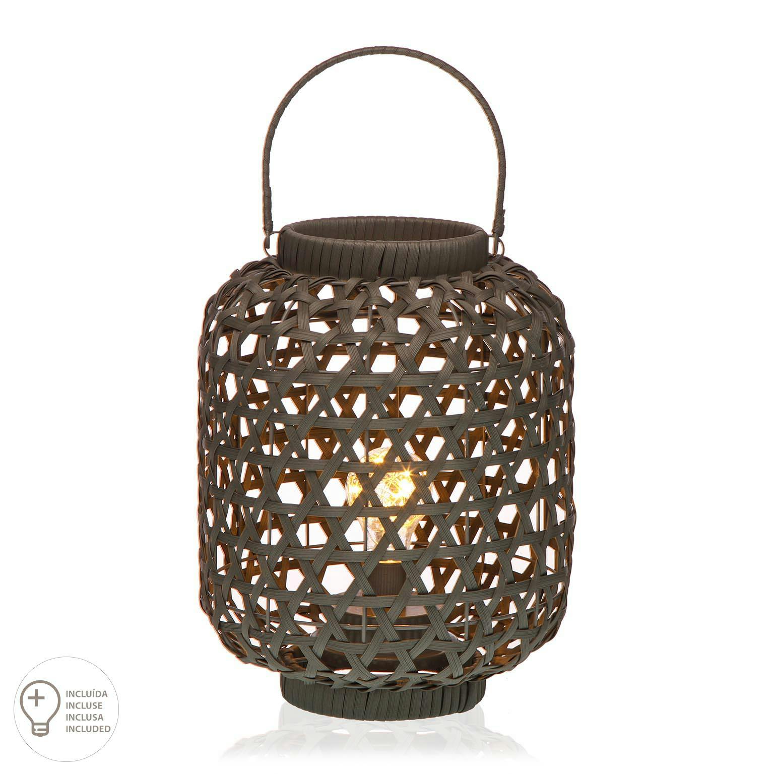 Lanterne grise effet tressage avec led