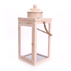 Lanterne H41cm en bois clair et top en céramique
