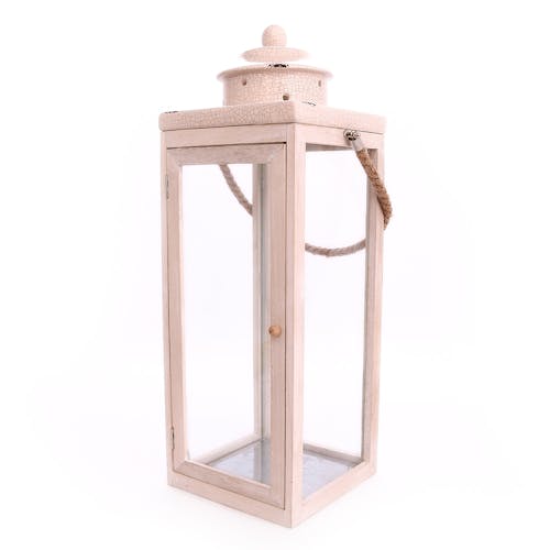 Lanterne H51cm en bois clair et top en céramique