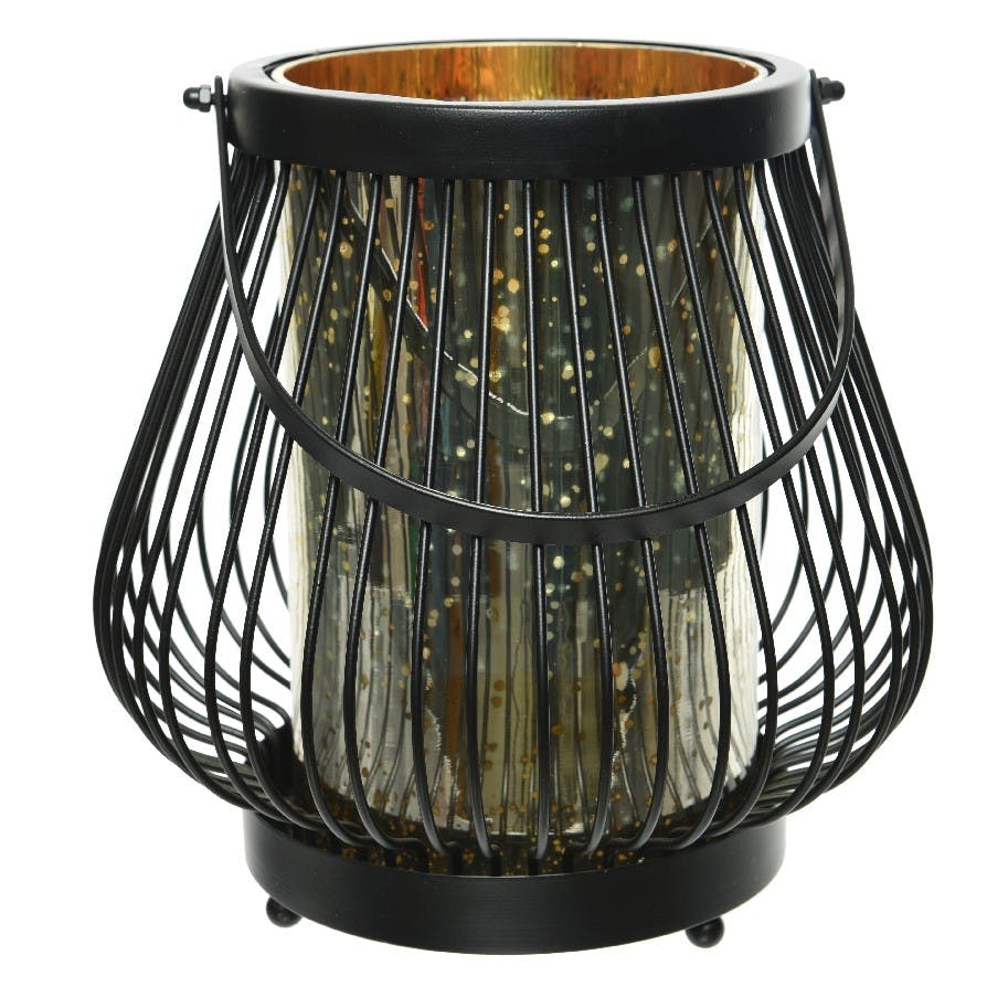 Lanterne métal filaire noire