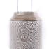 Lanterne métal gris taupe motifs style mozaique avec anse 17x17x25cm