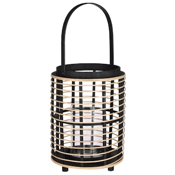 Lanterne noire en bambou avec anse 35 cm
