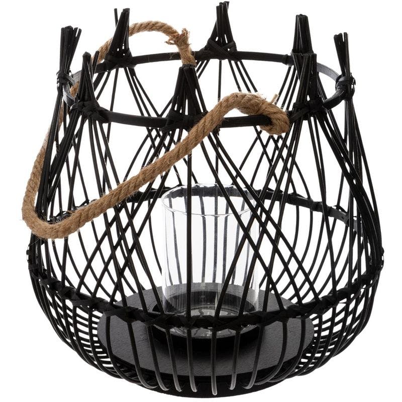 Lanterne panier tressé noir