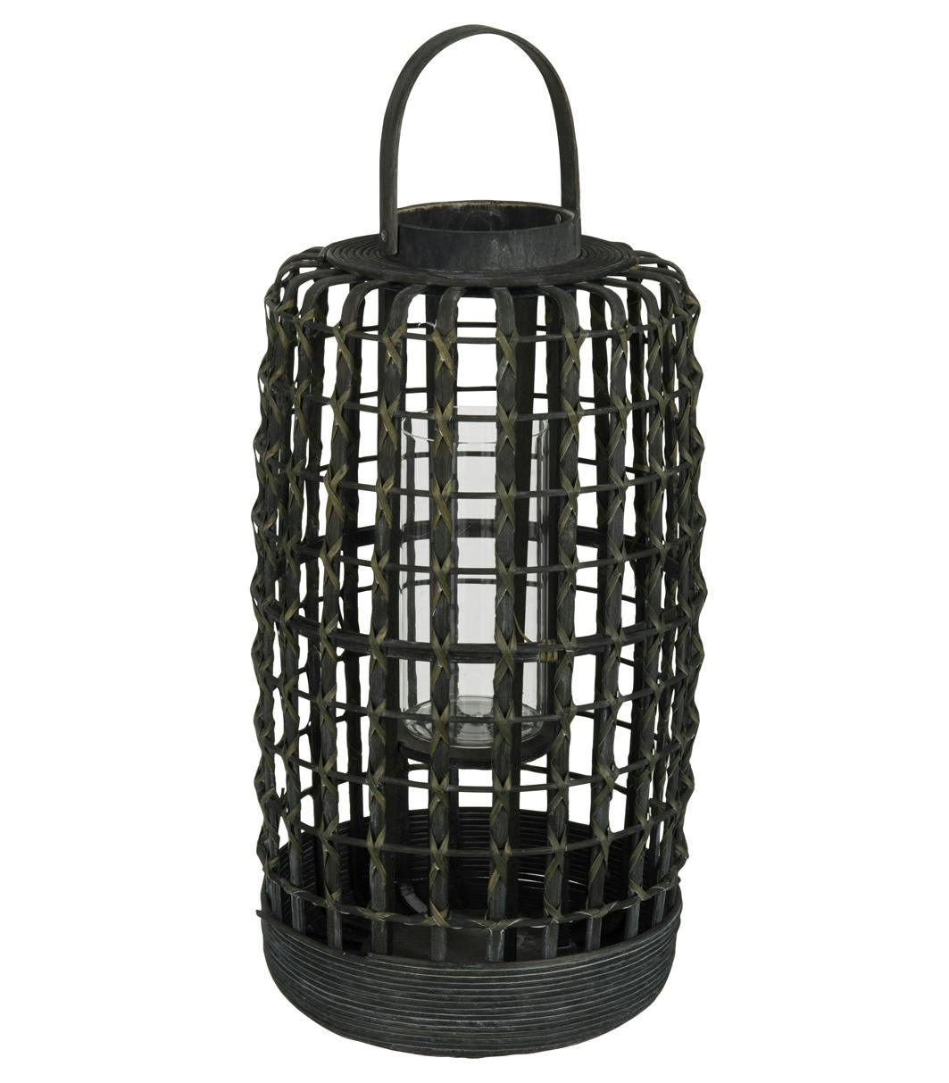 Lanterne photophore en bambou noir H48cm