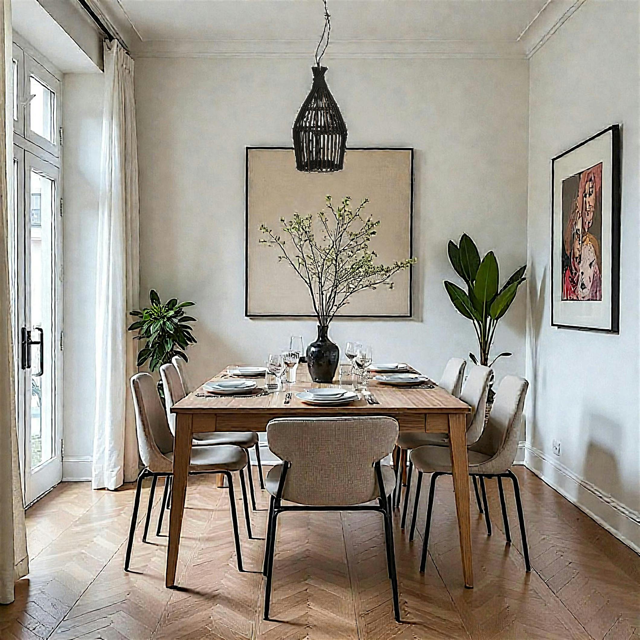 Lanterne rattan noir à suspendre H 35 cm