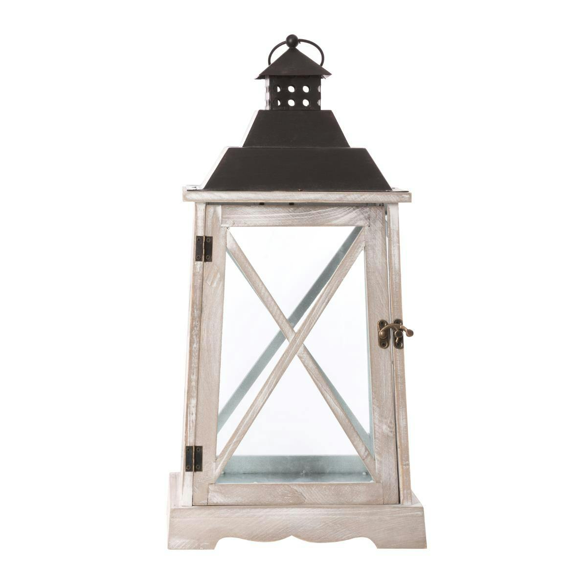 Lanterne romantique bois métal H52,5cm