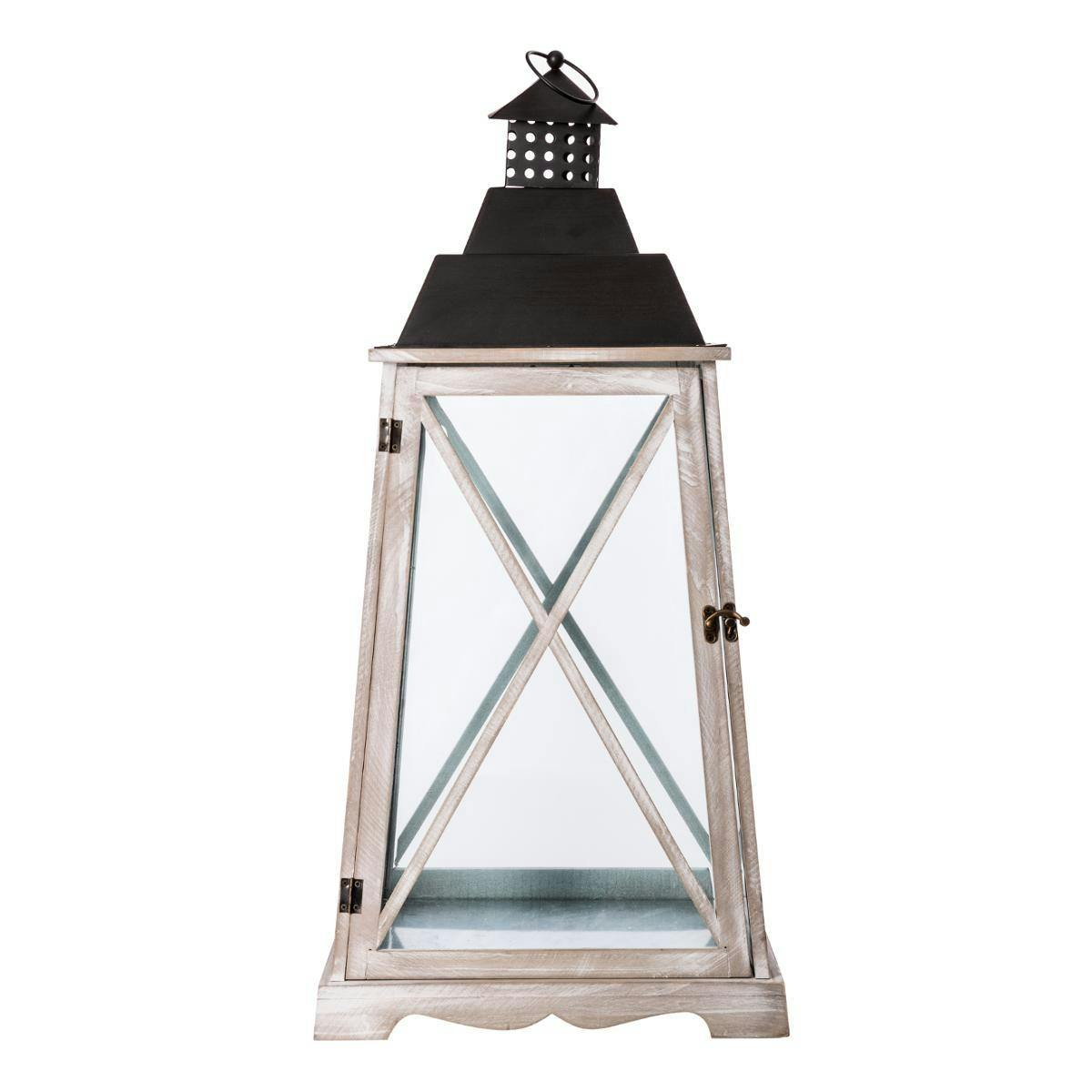 Lanterne romantique bois métal H69cm