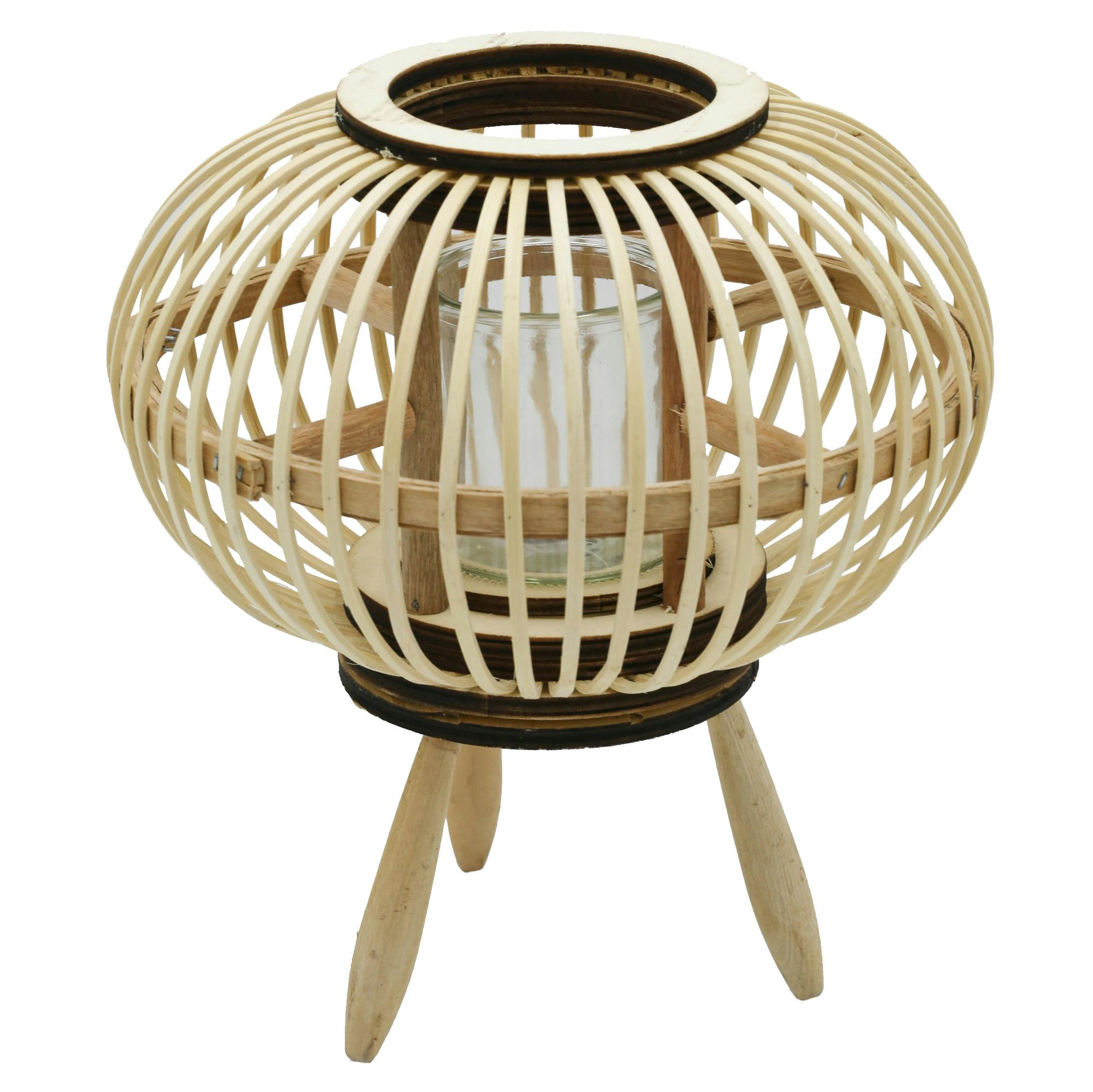 Lanterne sphérique bambou sur pieds GM