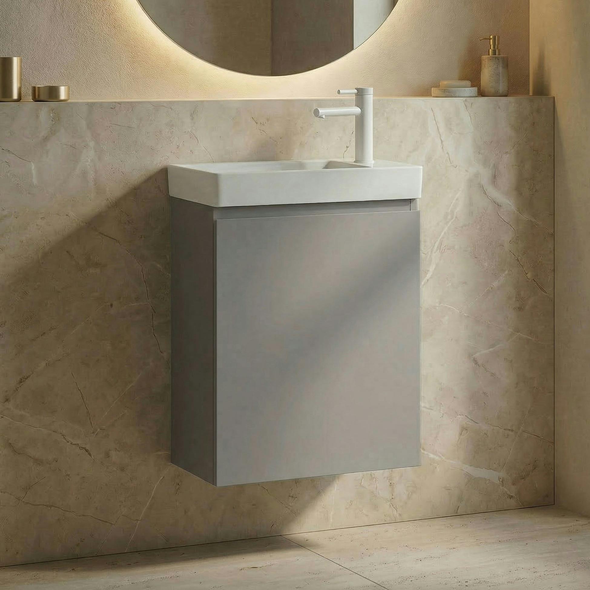 Lave-main suspendu taupe 1 porte IRIS