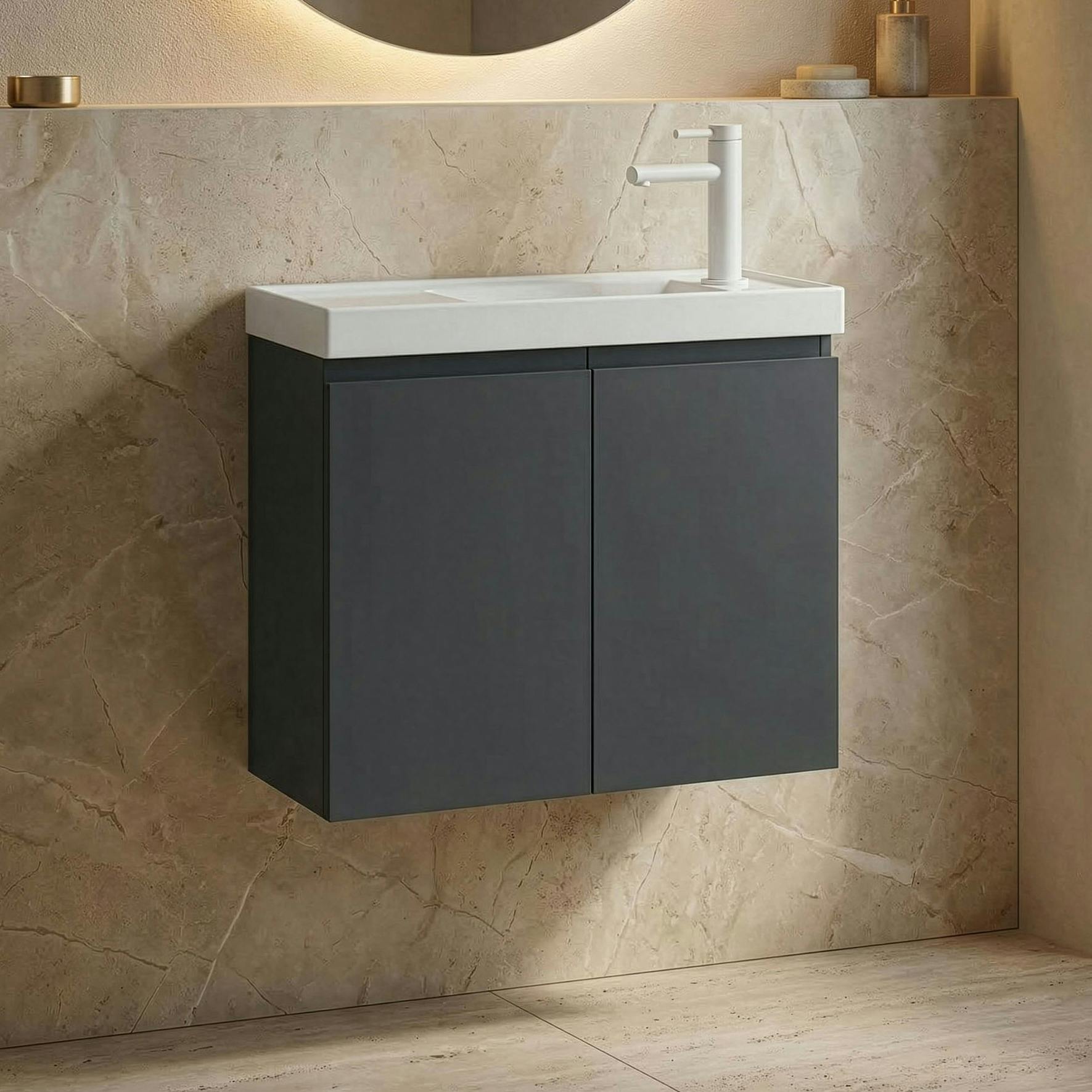 Lave-mains suspendu 60 cm anthracite 2 portes IRIS