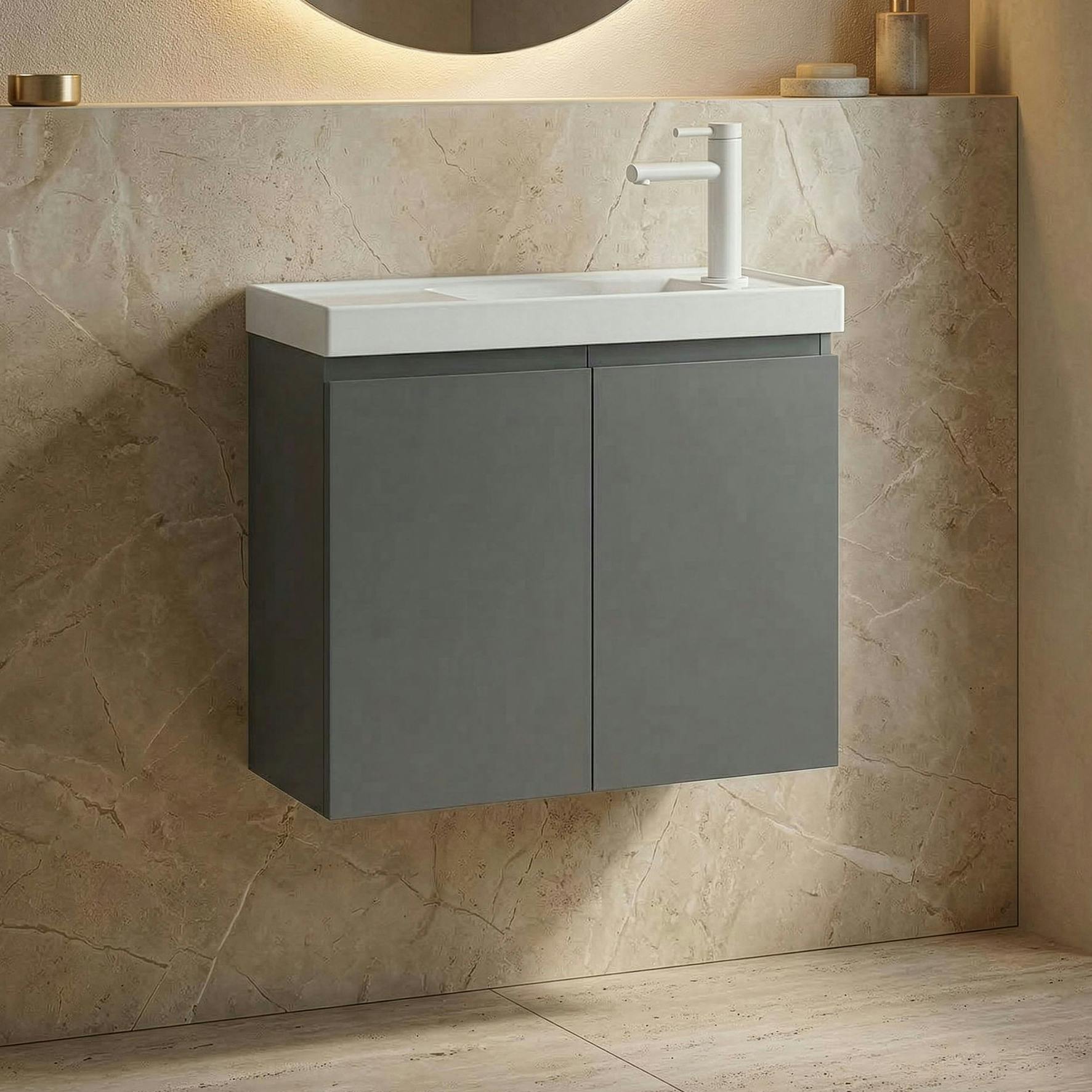 Lave-mains suspendu 60 cm gris 2 portes IRIS