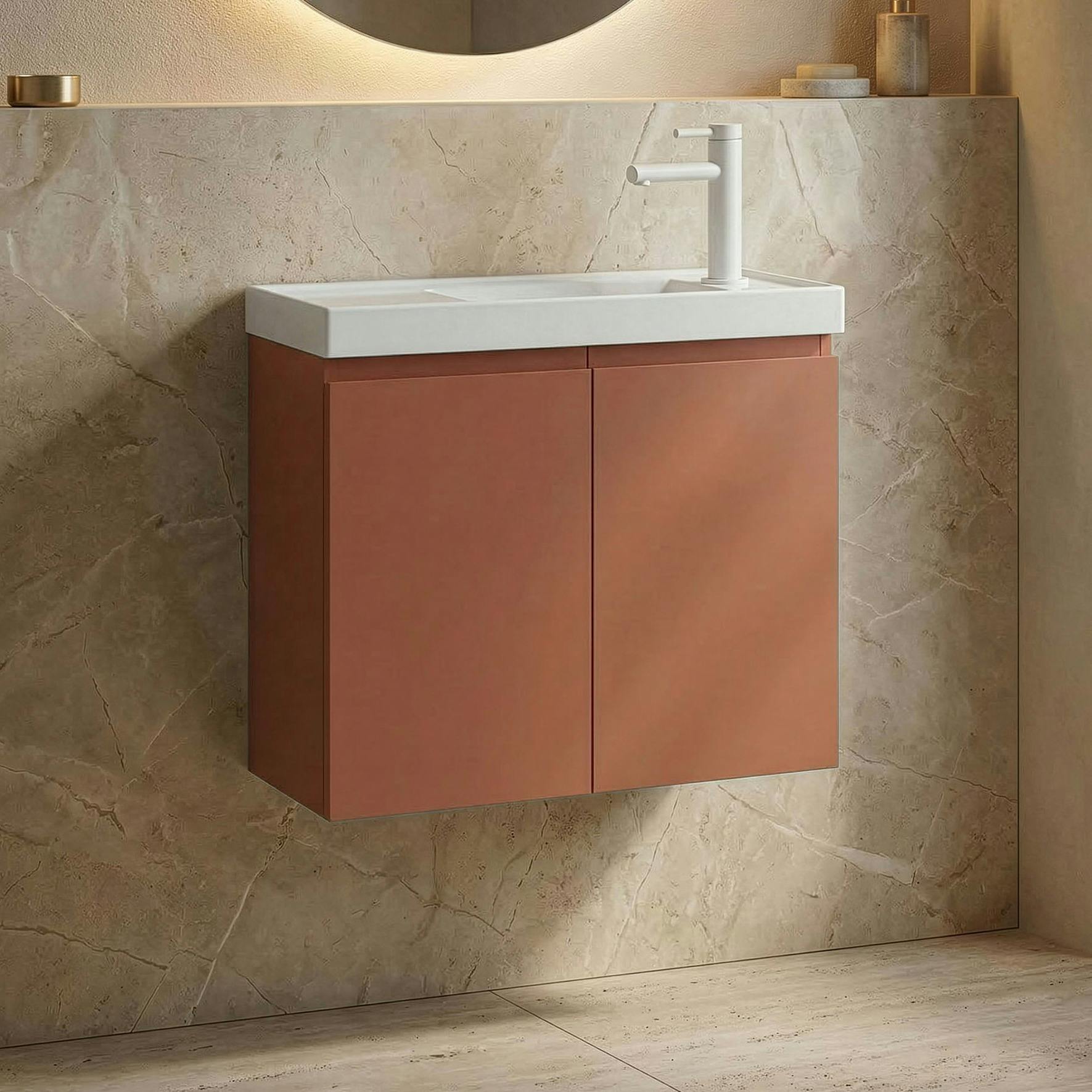 Lave-mains suspendu 60 cm rouge 2 portes IRIS