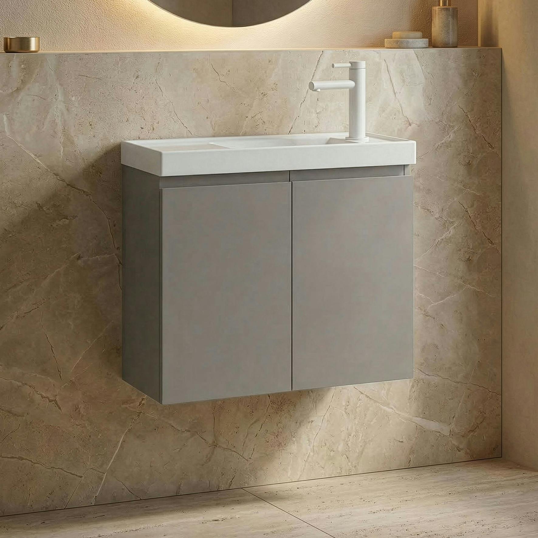 Lave-mains suspendu 60 cm taupe 2 portes IRIS