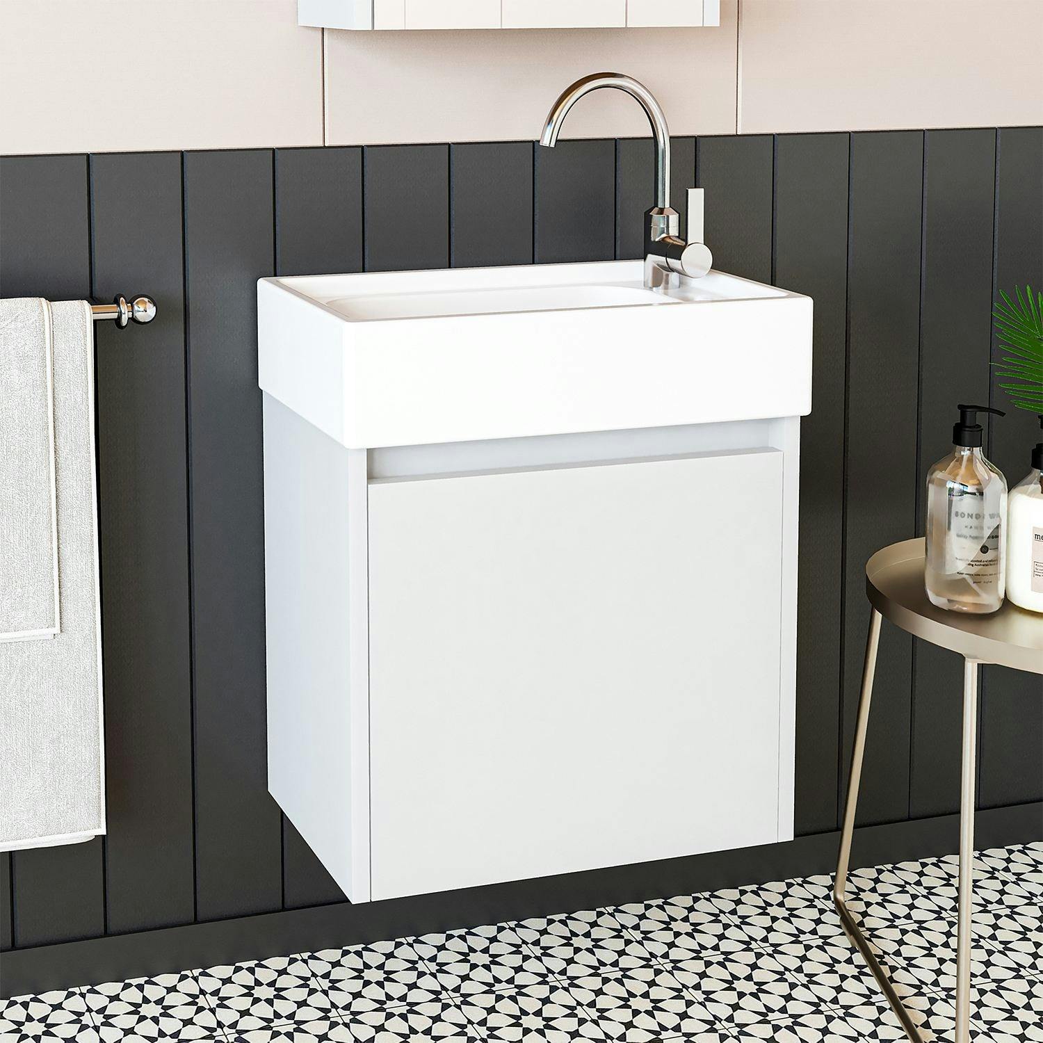 Lave-mains suspendu blanc 1 porte LUA