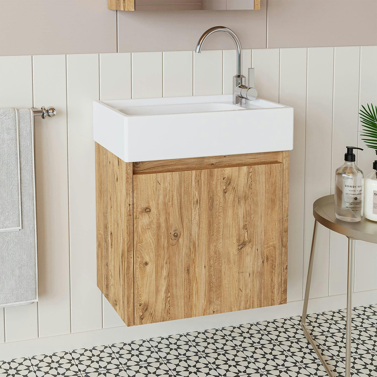 Lave-mains suspendu décor pin 1 porte LUA