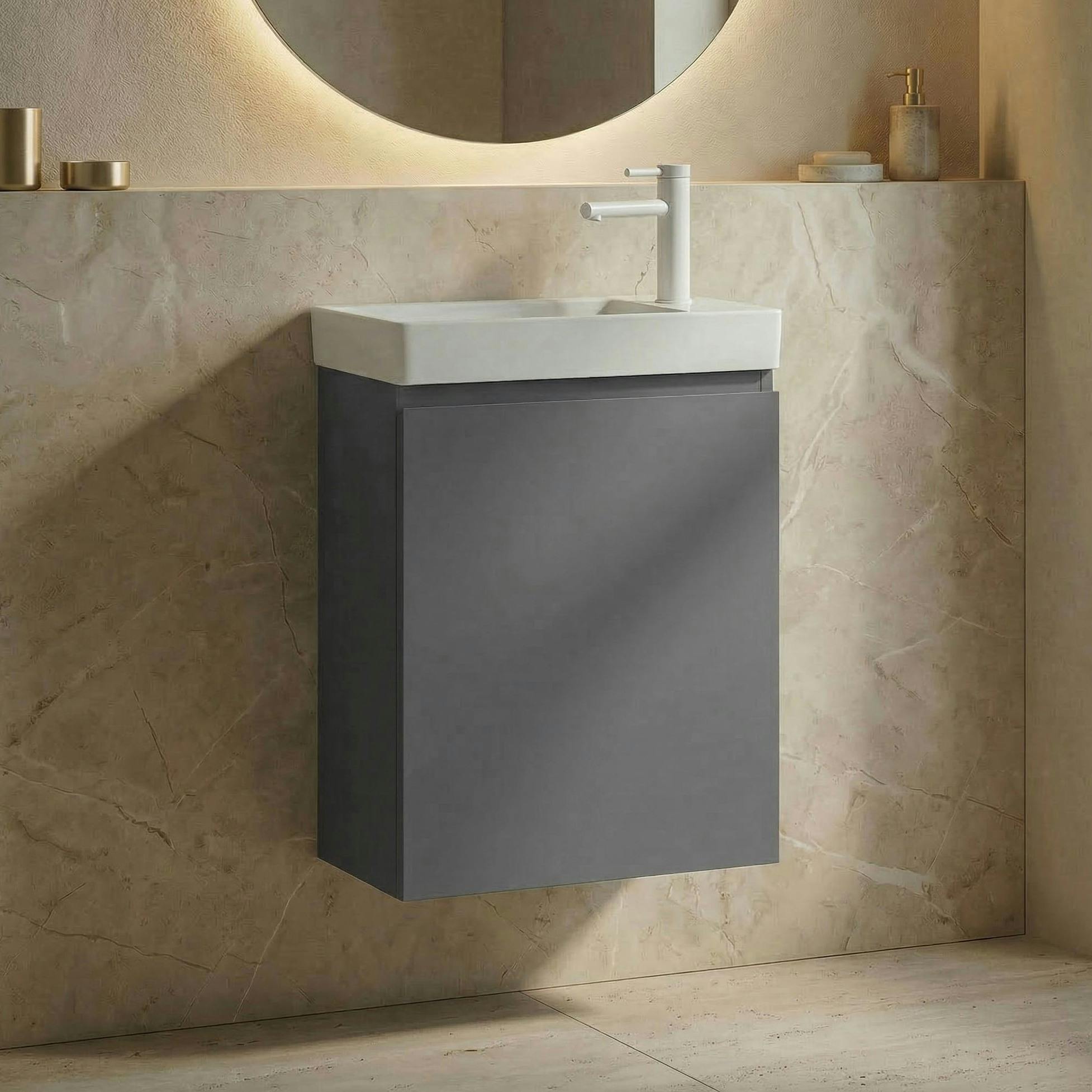 Lave-mains suspendu gris 1 porte IRIS